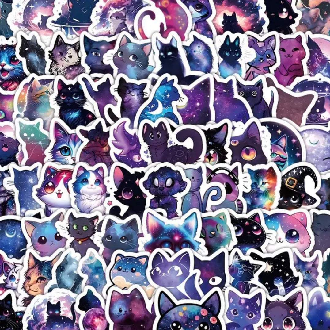 Sticker Pack - Starry Sky Cats - 10 Stickers