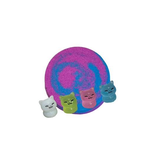 Bath Bomb - Cute Cat Surprise - Blue Raspberry - AGES 3+ Toy Inside