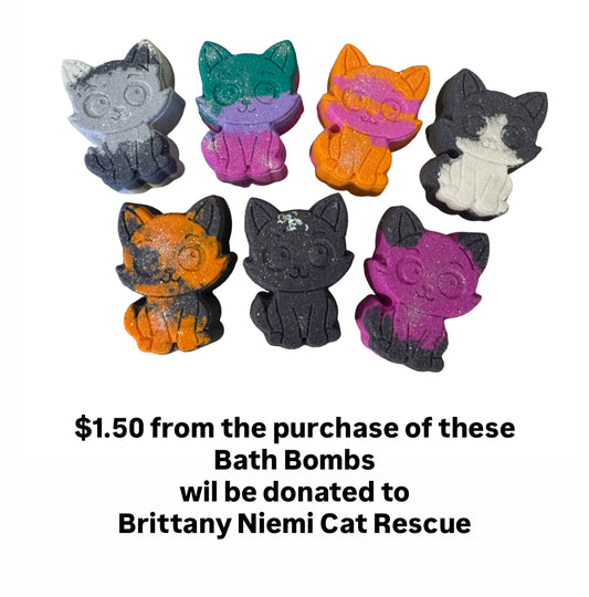 Bath Bomb - Charity Cat - Cat Color and scent will be at random as a surprise - $1.50 donated to Cat Rescue - Cotton Candy
