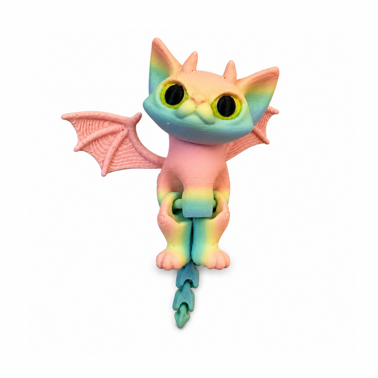 3D Printed Bat Cat Fidget Toy!!! No Bath Bomb. Rainbow