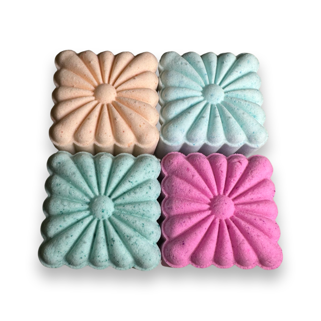 Exfoliating Foaming Shower Scrubbies 4 Pack - Peach Bellini, Tropical Hawaiian, Millionaire Pie and Cherry Chill