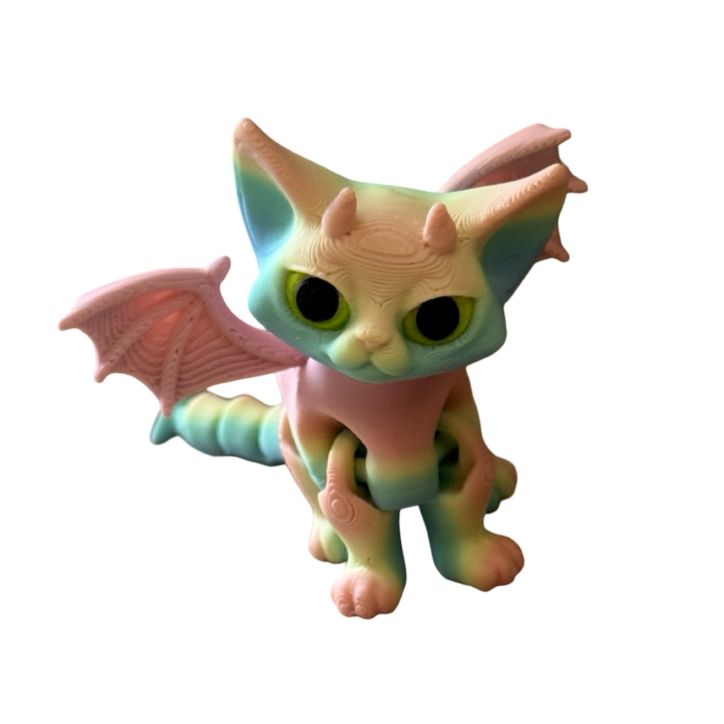 3D Printed Bat Cat Fidget Toy!!! No Bath Bomb. Rainbow