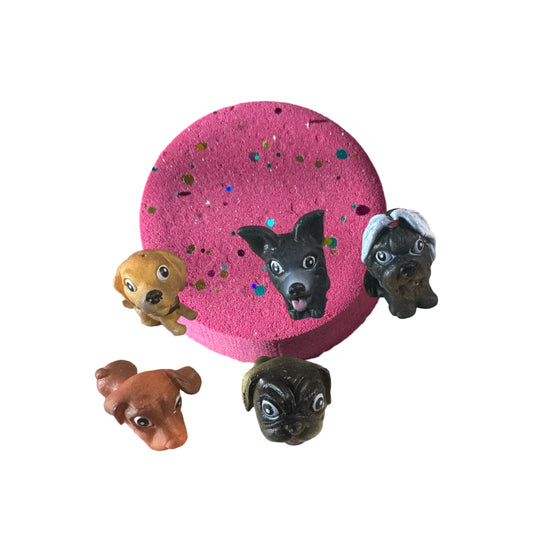 Bath Bomb - Puppy Dog Surprise - Raspberry Ripple -  AGES 3+ Toy Inside