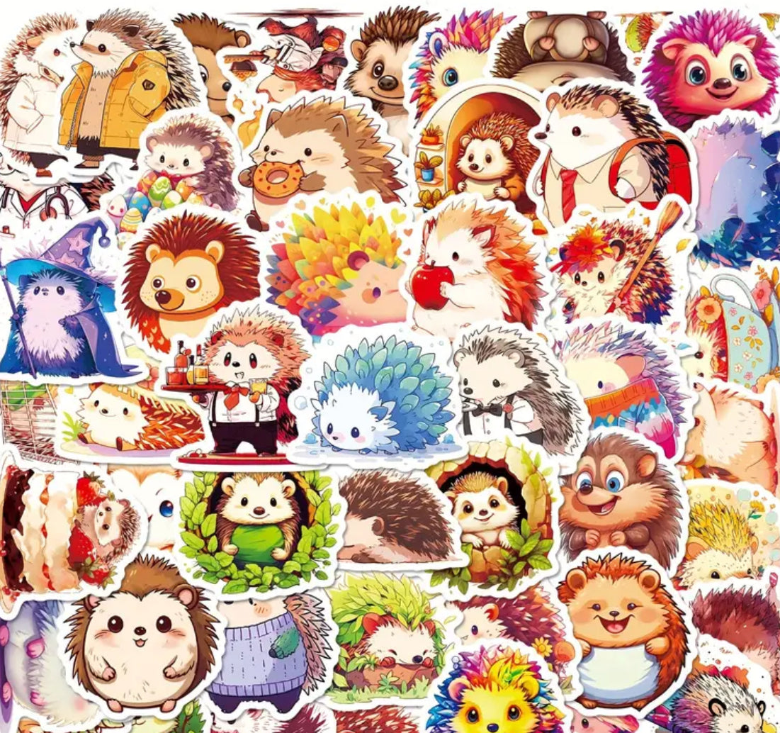 Sticker Pack - Cute Hedgehogs - 10 Stickers