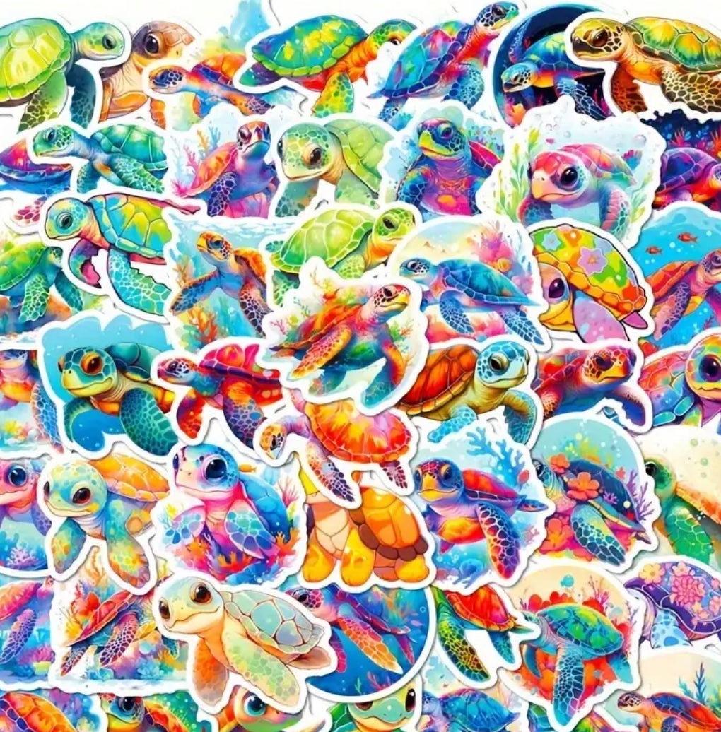 Sticker Pack - Cute Turtles - 10 Stickers