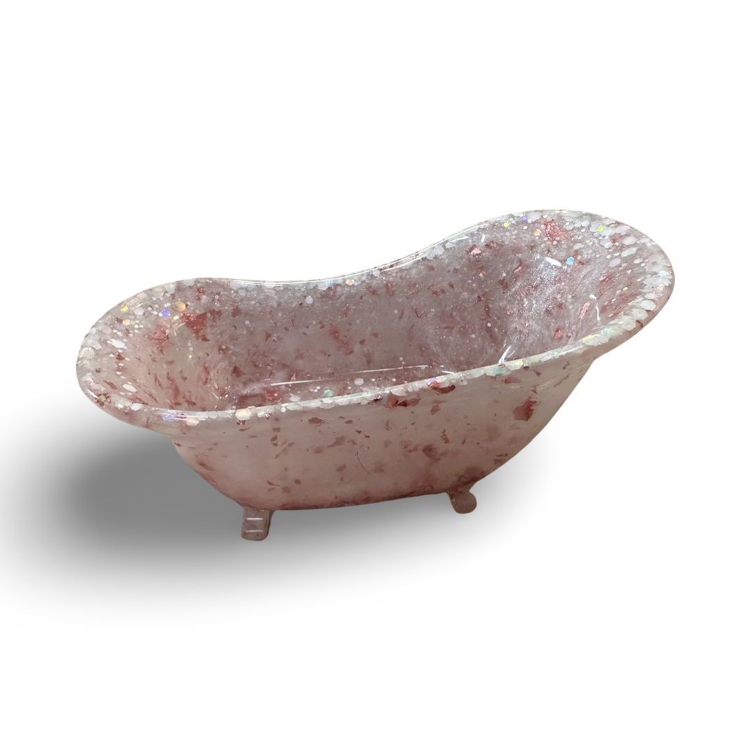 Resin Dish - Bath Tub Shaped - Pink with Sparkles