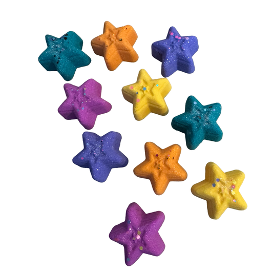 Bath Bombs - 10 Pack Mini Stars - Assorted Colors and Scents