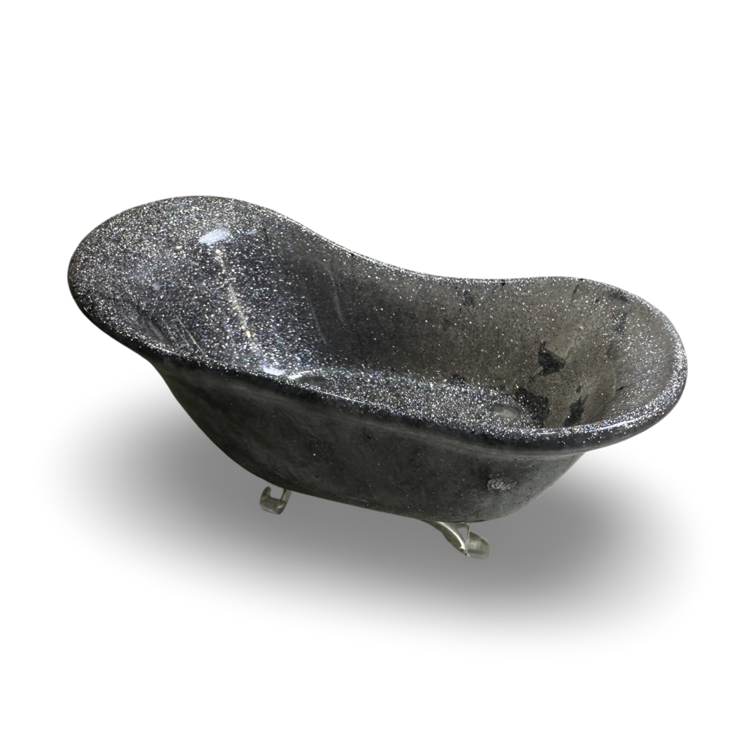 Resin Dish - Bath Tub Shaped - Silver Sparkles