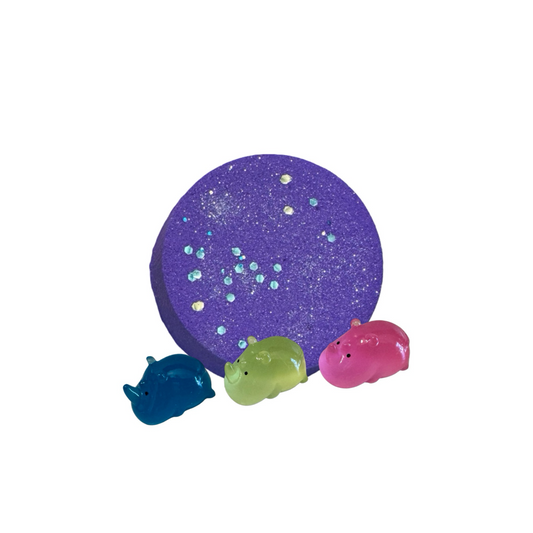 Bath Bomb - Rhino Surprise - Grape Candy -  AGES 3+ Toy Inside