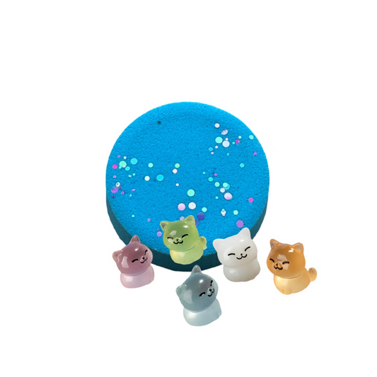Bath Bomb - Cute Cat Surprise - Blue Raspberry -  AGES 3+ Toy Inside